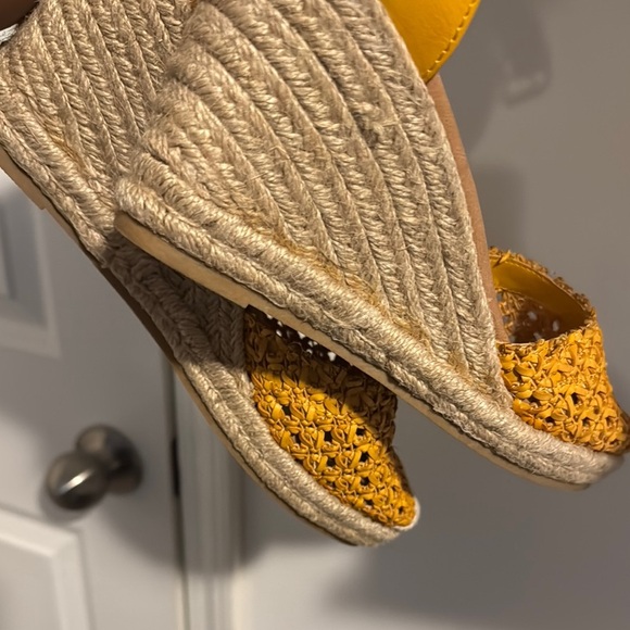Vibrant Yellow Espadrille Wedges - Picture 7 of 12